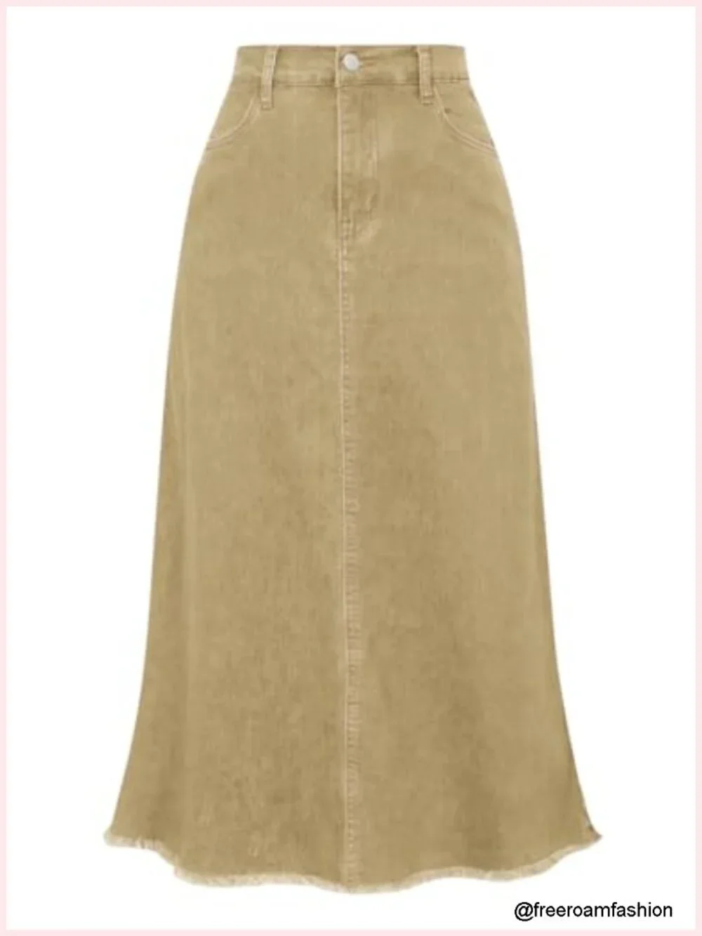 Vintage Denim Skirts for Women Elastic High Waist Frayed Raw Hem A-Line Maxi
